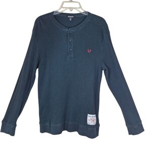 Men's True Religion LogoThermal Henley T Shirt